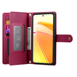 Etui z klapką do Oppo Reno 13 Pro 5G, Wallet Zipper Pocket, czerwone