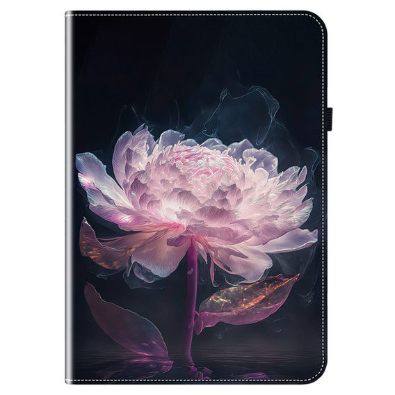 Etui do Lenovo Tab K11 Plus z nadrukiem piwonii, z kieszeniami na karty i funkcją podstawki