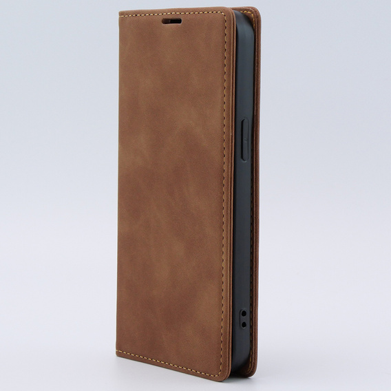 Etui do iPhone 15 Pro, ERBORD Vintage portfel z klapką, brązowe