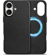 Etui skórzane do iPhone 16, ERBORD Leather MagSafe, czarne + Szkło na ekran