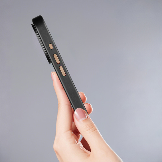 Etui magnetyczne do iPhone 17 Pro, Aramid Fiber Cover, z metalową ramką aparatu, czarne / złote