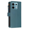 Etui z klapką do Xiaomi Redmi Note 13 Pro 4G / Xiaomi Redmi Note 14S / Xiaomi Poco M6 Pro 4G, Wallet Zipper Pocket, zielone