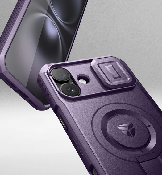 Etui Dexnor MagSafe do iPhone 16 Plus magnetyczne z przesuwaną osłoną aparatu – fioletowe
