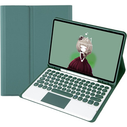 Etui z klawiaturą do Samsung Galaxy Tab S6 Lite 10.4" 2020/2022/2024, Touchpad Pen Slot, ciemnozielone