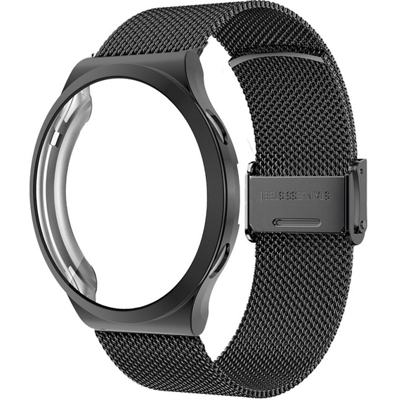 Bransoleta Milanese + Etui z osłoną na ekran do Huawei Watch GT 2 Pro, Czarny