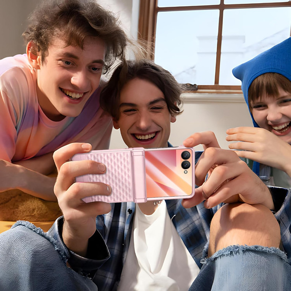 Etui do Samsung Galaxy Z Flip7 5G, PC Case, ze szkłem, różowe