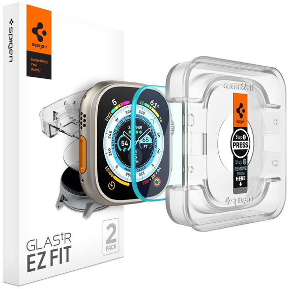 Spigen Szkło Hartowane do Apple Watch Ultra 49mm, Glas.TR "EZ FIT", Clear (2 sztuki)