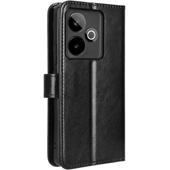 Etui z klapką do Realme GT 7 / 7T, Crazy Horse Wallet, czarne