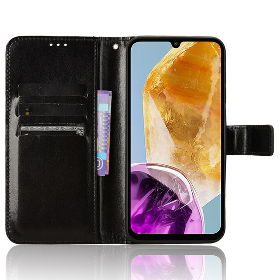Etui z klapką do Samsung Galaxy M15 5G, Crazy Horse Wallet, czarne