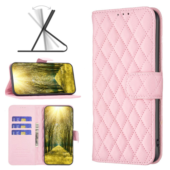 Etui z klapką do Samsung Galaxy A15, Wallet, BINFEN COLOR, różowe