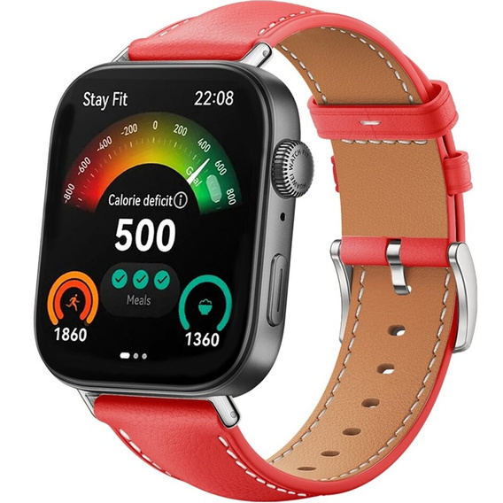 Pasek Skórzany do Huawei Watch Fit 4 / 4 Pro / 3, Czerwony