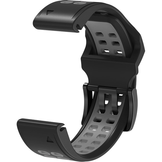 Silikonowy Pasek Two-Rows do Garmin Fenix 5/6/7 - Black/Grey