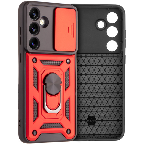 Etui pancerne do Samsung Galaxy S24 FE, CamShield Slide, czerwone