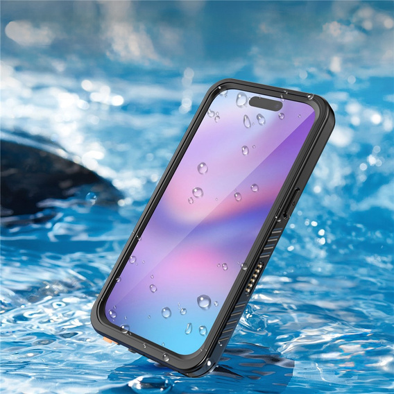 Etui Wodoodporne IP68 do iPhone 17 Pro, Redpepper, do MagSafe, przezroczyste z czarną ramką