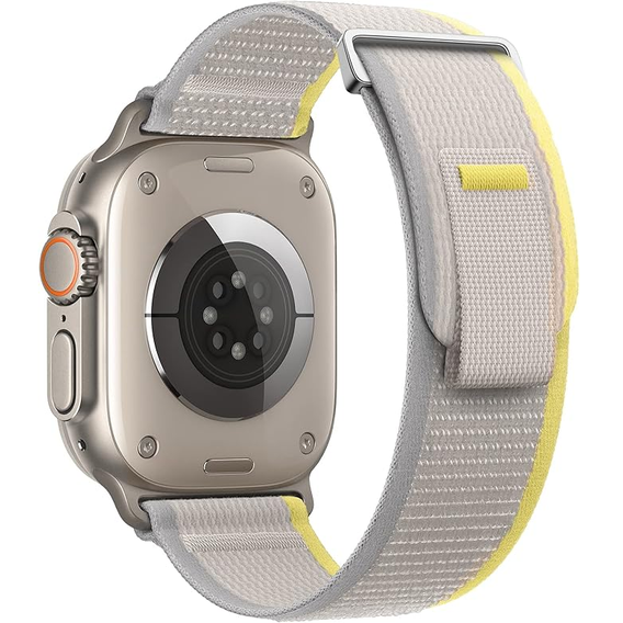 Pasek Nylonowy do Apple Watch 1/2/3/4/5/6/7/8/9/10/11/SE Ultra 1/2/3 42/44/45/46/49mm, Beżowy/Żółty