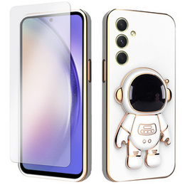 Zestaw Etui Electro do Samsung Galaxy A54 5G, Astronauta, Białe + szkło