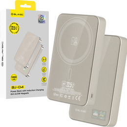Blavec Power Bank 10000mAh BJ-04 Slim 13,5mm - Typ C - 22,5W, MagSafe 3 w 1 - złoty szklany