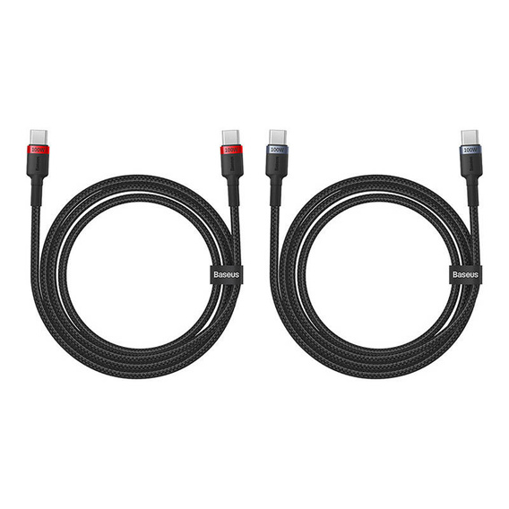 Baseus kabel Cafule USB‑C na USB‑C 1 m 100 W – czerwono‑czarny + szaro‑czarny (2 szt.)
