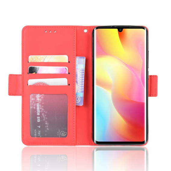 Etui z klapką do Xiaomi Mi Note 10 Lite, Card Slot, czerwone