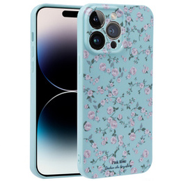 Etui cienkie do iPhone 14 Pro Max, Retro Flower, niebieskie