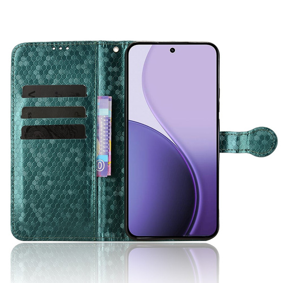 Etui z klapką do Oppo Reno 14, Wallet Rhombus, zielone