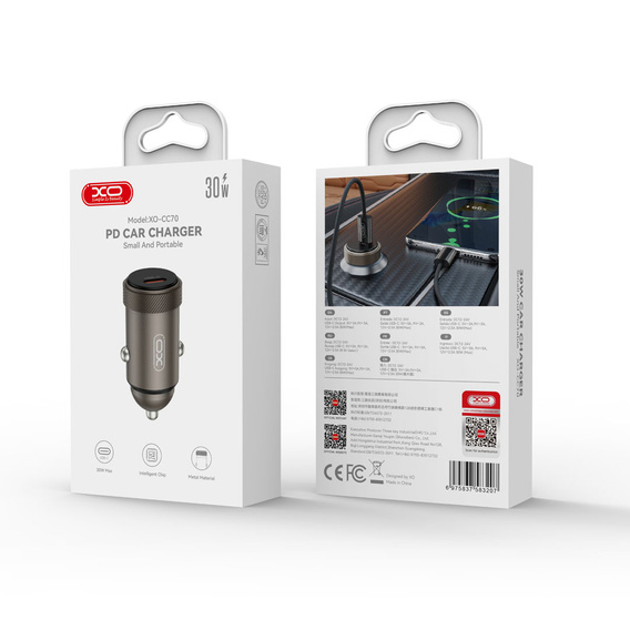 XO CC70 Ładowarka Samochodowa PD 30W 1x USB-C, czarna