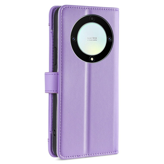 Etui z klapką do Honor Magic5 Lite, Wallet Zipper Pocket, fioletowe