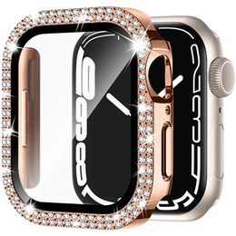 2w1 Etui + Szkło Hartowane do Apple Watch 7/8/9 45mm, Różowe złoto