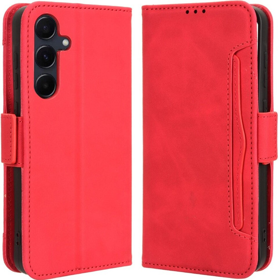 Etui z klapką do Samsung Galaxy A55 5G, Card Slot, czerwone