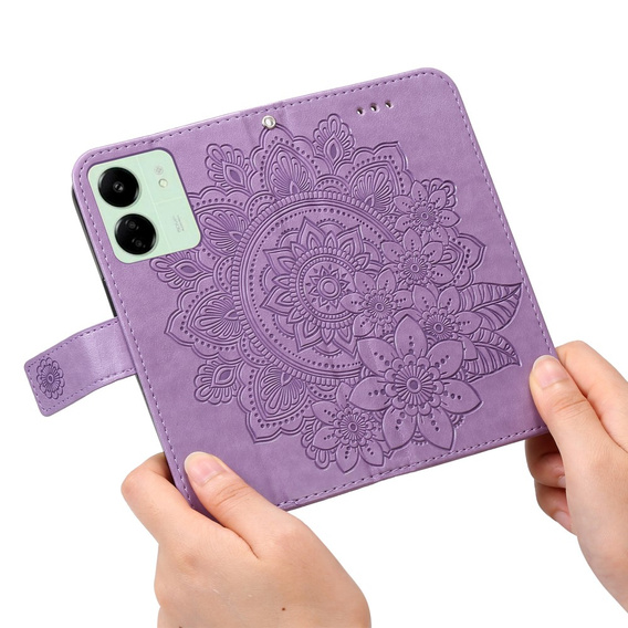 Etui z klapką do Xiaomi Redmi 13C / Poco C65, Mandala, fioletowe