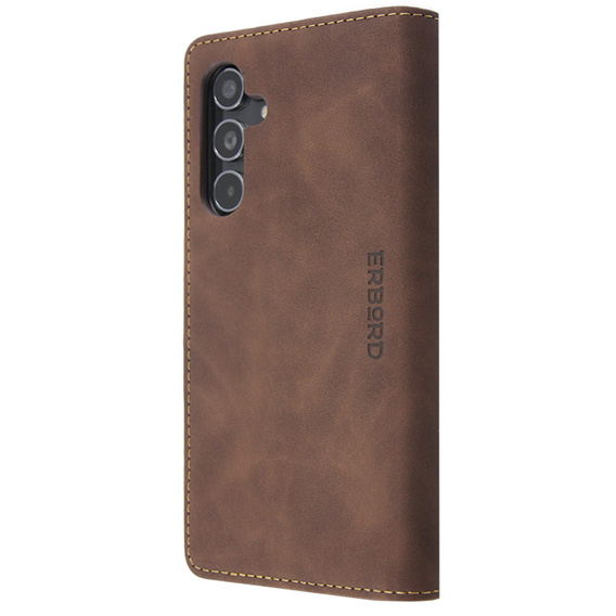 Etui do Samsung Galaxy A54, ERBORD Vintage portfel z klapką, kawowe