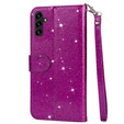 Etui z klapką do Samsung Galaxy A35 5G, Wallet Zipper Pocket Glittery, fioletowe