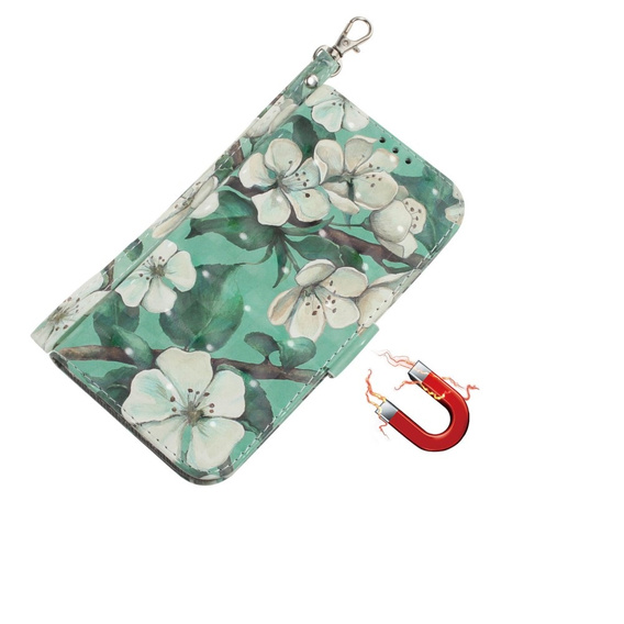 Etui z klapką do Oppo A60, Wallet, Flowers białe