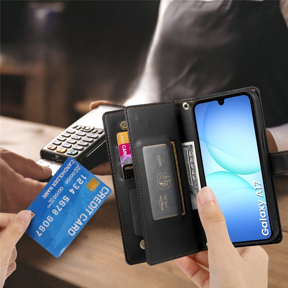 Etui z klapką do Samsung Galaxy A17 5G, Wallet Zipper Pocket, czarne