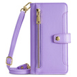 Etui z klapką do Samsung Galaxy A16 / A16 5G, Wallet Zipper Pocket, fioletowe