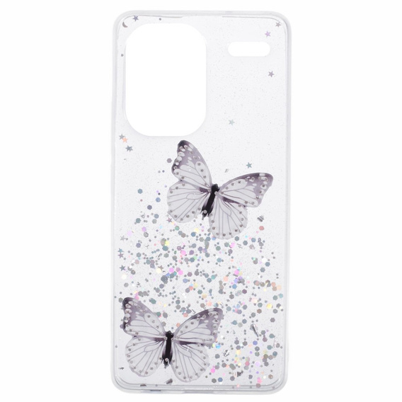 Etui do Xiaomi Redmi Note 13 Pro+, Glitter Butterfly, białe