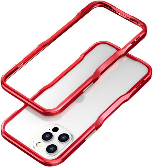 Bumper LUPHIE do iPhone 12 / 12 Pro, metalowa ramka, czerwona