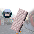 Etui z klapką do Samsung Galaxy A55 5G, Rhombus Crossbody Leather, różowe rose gold