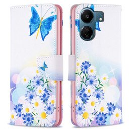 Etui z klapką do Xiaomi Redmi 13C / Poco C65, Wallet, Butterfly & Flowers białe