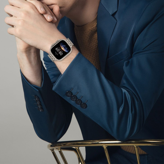 Stalowa Bransoleta do Apple Watch 1/2/3/4/5/6/7/8/9/10/11/SE Ultra 1/2/3 42/44/45/46/49mm, Beżowa