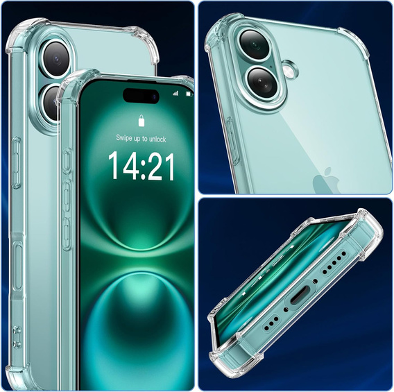 Etui do iPhone 16, Erbord Dropproof, przezroczyste + Szkło