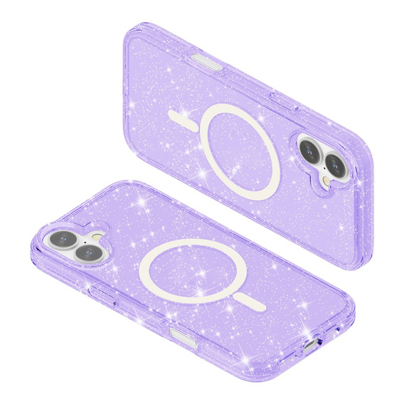 Etui do iPhone 17, do MagSafe, brokatowe, półprzezroczyste fioletowe