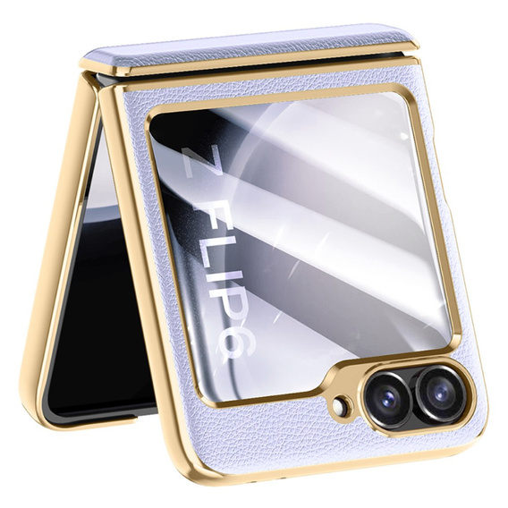 Etui Litchi Leather do Samsung Galaxy Z Flip7 FE / Z Flip6, niebieskie