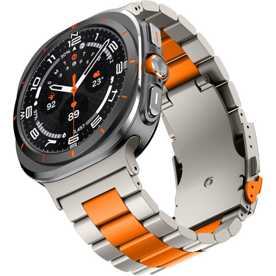 Bransoleta do Samsung Galaxy Watch Ultra 47mm (2025 / 2024), Tytanowa / Pomarańczowa