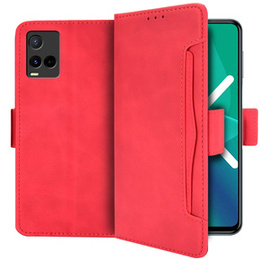 Etui z klapką do Vivo Y21/Y21s/Y33s, Card Slot, czerwone