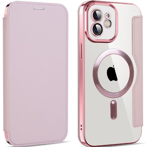 Etui z klapką do iPhone 12, RFID Wallet MagSafe z ochroną aparatu, różowe