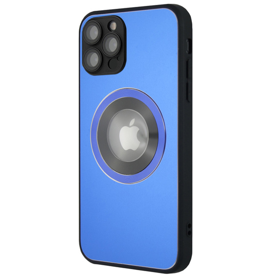Zestaw Etui do Magsafe do iPhone 12 Pro Max, Hole for Apple Logo, niebieskie + Szkło