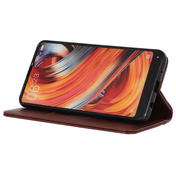 Etui z klapką do Xiaomi Poco F6, Split Leather, brązowe