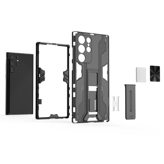 Etui do Samsung Galaxy S22 Ultra 5G, Military kickstand, czarne