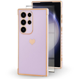 Etui do Samsung Galaxy S23 Ultra, Electro heart, fioletowe + Szkło Full Glue Ceramic